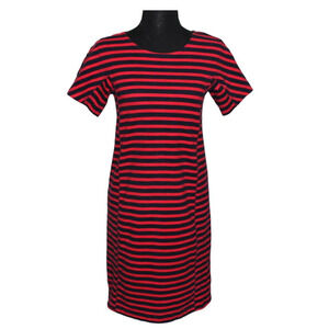 J. Crew Womens Size XS Navy‎ Blue Red Short Sleeve Striped Tshirt Dress